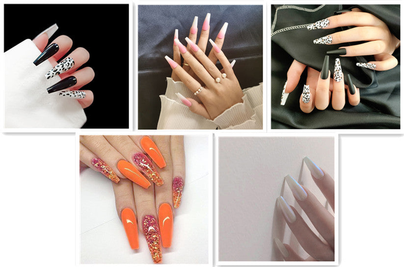Long Ballet Nails With Flat And Pointed Water Droplets Long Ballet Nails With Flat And Pointed Water Droplets